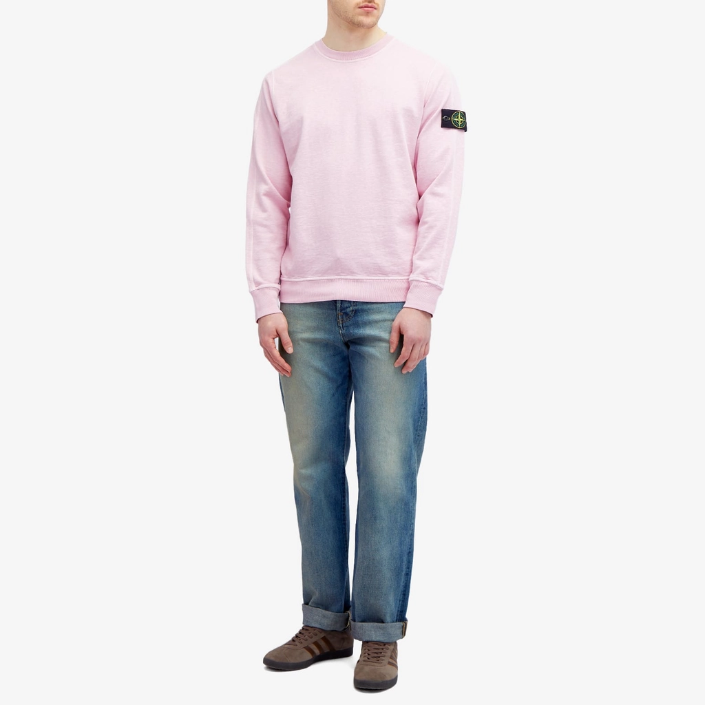 Stone Island Men's Garment Dyed Malfile Crew Sweat Pink